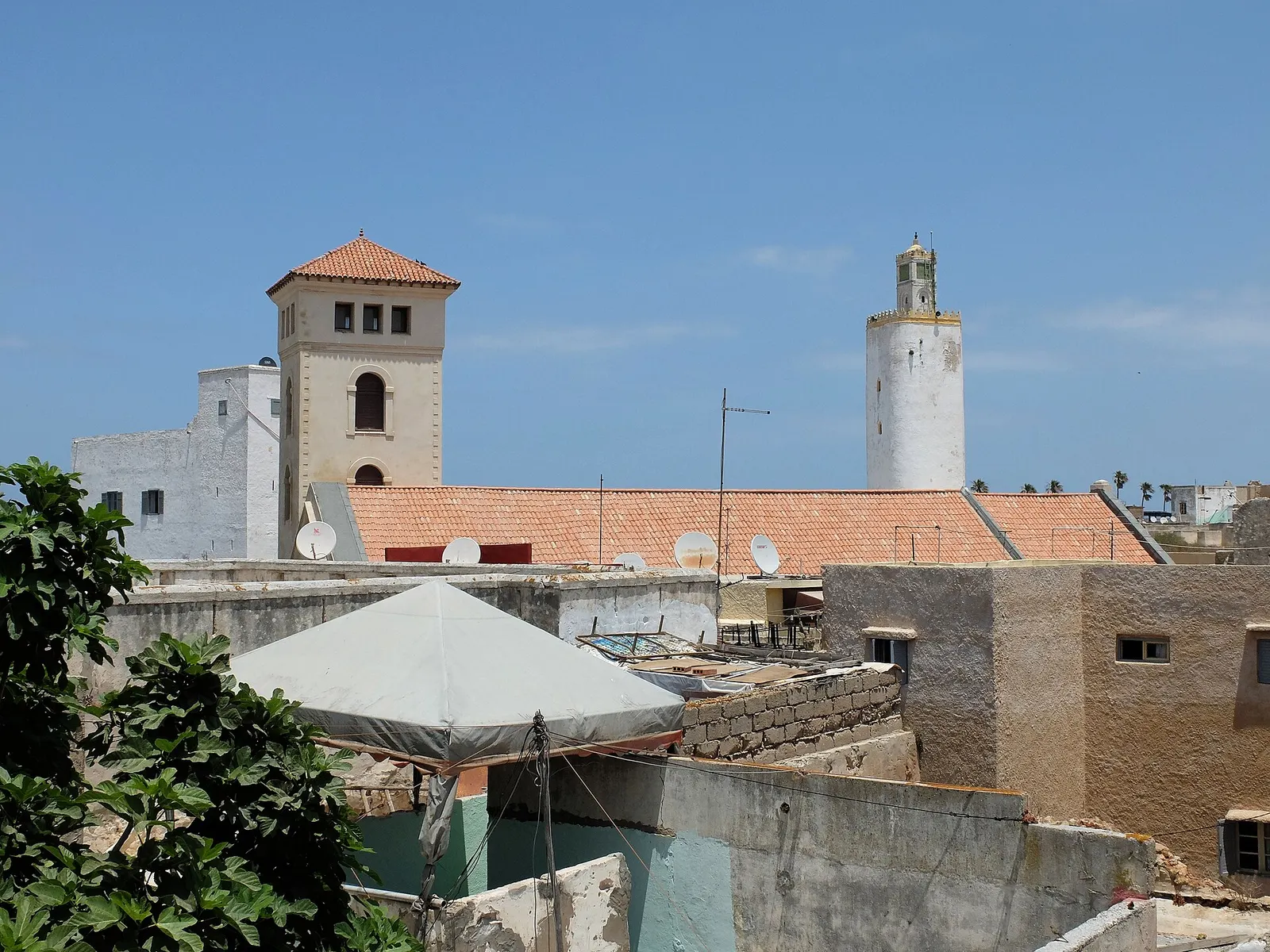 View from the south walls of El Jadida's Portuguese City towards the church and minaret