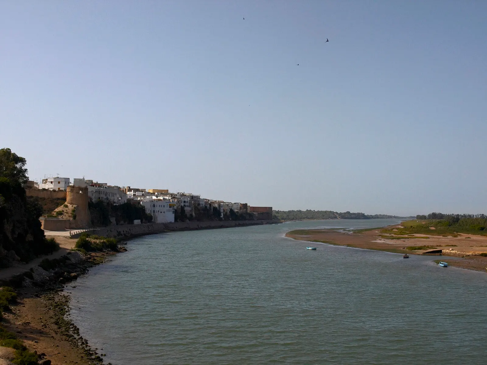 The old town of Azemmour and its walls seen from the Oum Er-Rbia river