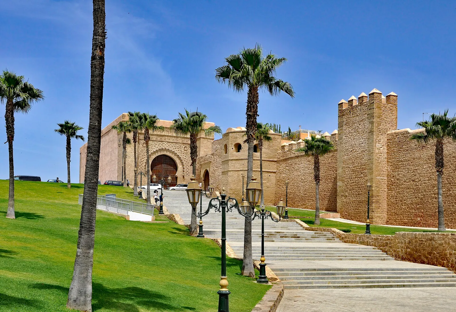 Ramparts and monumental gate of the Kasbah of the Udayas in Rabat